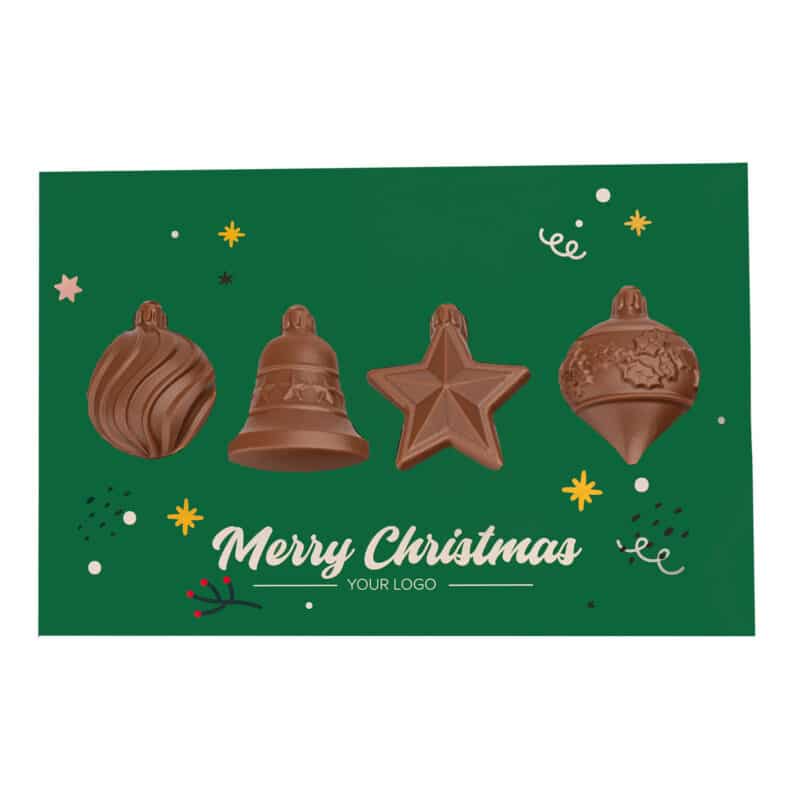 Coffret de boules de chocolat avec une carte de vœux